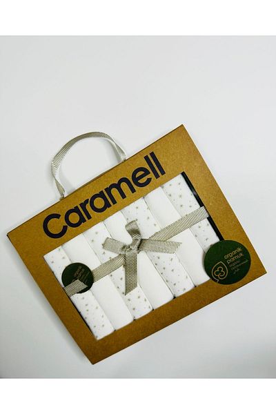 Caramell Pack of 7 Ecru Baby Mouth Wipes - 100% Cotton