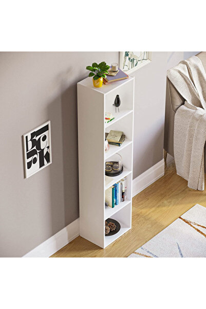 Modern home Bookcase and accessory Display Unit of wood 5Tier white