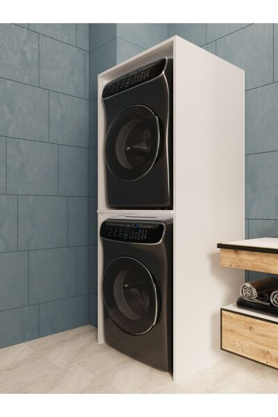 şirinev mobilya Dsc Çamaşır Ve Kurutma Makinesi Banyo Dolabı Mat Beyaz