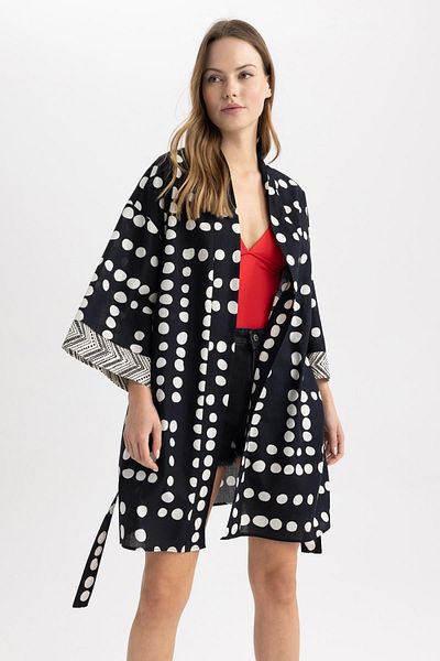 DeFacto Fall In Love Polka Dot 100% Cotton Kimono Z9168az23sm