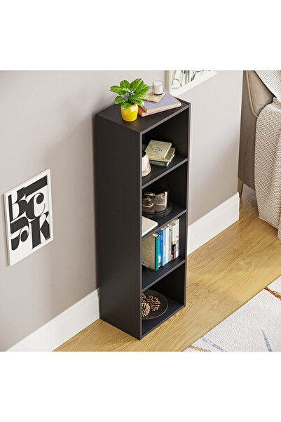 Modern home Bookcase and accessory Display Unit of wood 4Tier Black