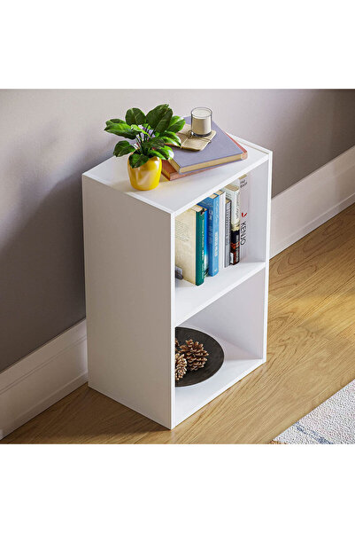 Modern home Bookcase and accessory Display Unit of wood 2Tier white