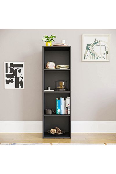 Modern home Bookcase and accessory Display Unit of wood 4Tier Black