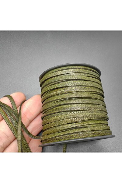 Taş Boncuk TB 3 Mm Yeşil Biye Hakiki Deri 3 Metre