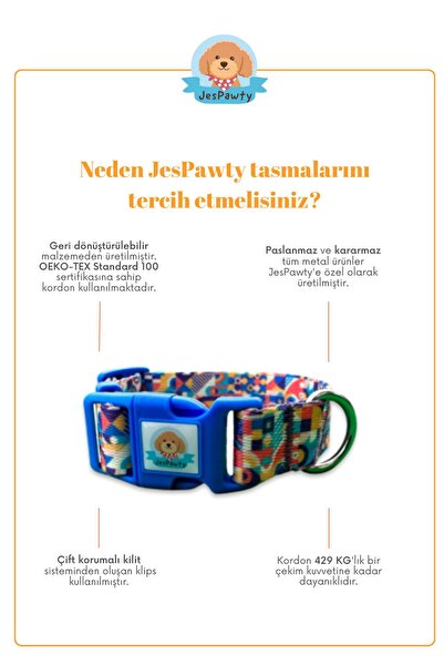 JesPawty Rengarenk Desenli Boyun Tasması