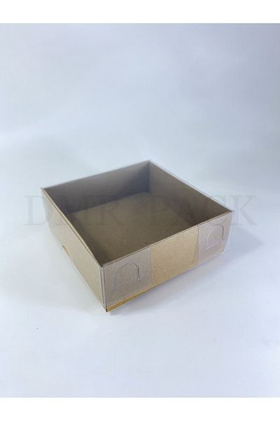 Aj 7x7x3 Acetate Covered Kraft Box (100 Pieces) Wedding Engagement Henna Promise Gift