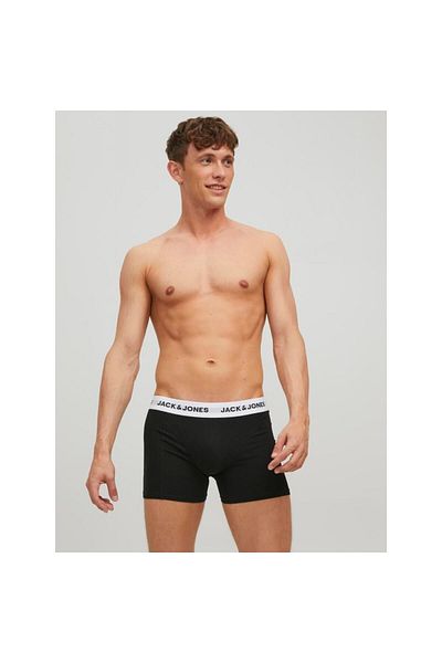 Jack & Jones طقم بوكسر أسود للرجال - 3 قطع، شريط مطاطي، تفاصيل الشعار12213629