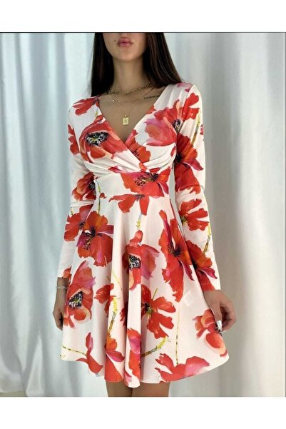 Azra Moda Style Жіноче плаття з крепової тканини з квітковим візерунком