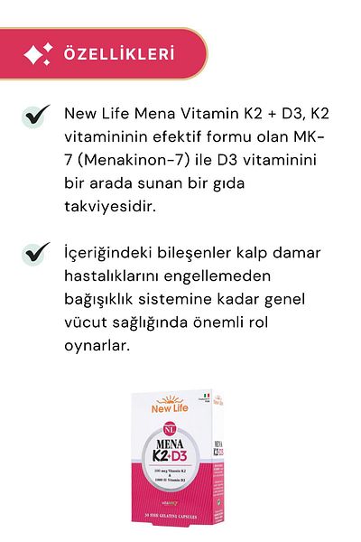 New Life Mena K2 D3 - Pack of 6 30 Capsules
