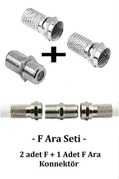 ANKTEK F Ara Seti, 2 Adet F + 1 Adet F Ara Konnektörü Anten Kablolarını Birle...