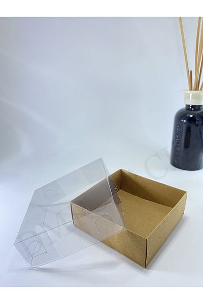 Aj 7x7x3 Acetate Covered Kraft Box (100 Pieces) Wedding Engagement Henna Promise Gift