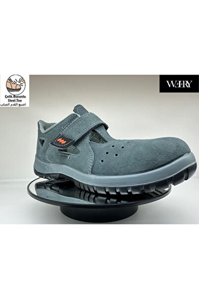 e&e Mekap 234 S1 Hakiki Süet Deri Hafif Rahat Kaydırmaz Yazlık Çelik Burun Sandalet Model İş Ayakkabısı