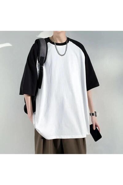 Toum Blunt Blunt Beli Raglan Rukav Oversize kroj T-shirt