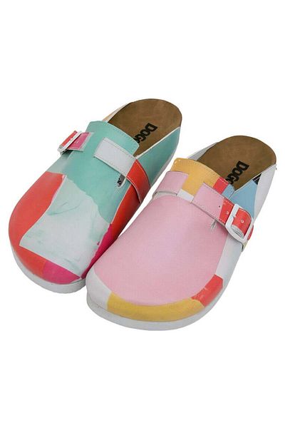 Dogo Colorful Vegan Leather Women's Slippers - Paint It With Colors Design