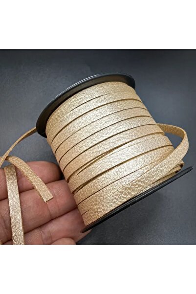 Taş Boncuk TB 5mm Krem Biye Hakiki Deri 3 Metre