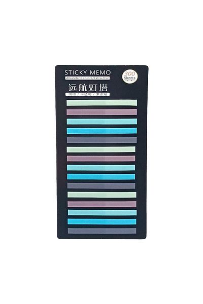 sibga tasarım Transparent Colored Thin Strip Postit - Bookmark, 300 Sheets