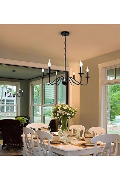 RONİSU AYDINLATMA 6 Kollu Vintage Avize Oturma Odası Mutfak Masası Avize