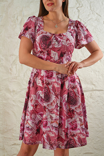 CrazyShopping Γυναικείο Μίνι Φόρεμα Sublimated Printed - Πλισέ μπροστά