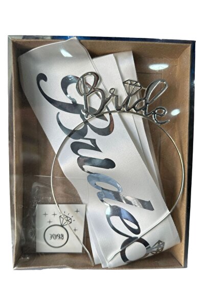 Dizayn Parti Evi Gümüş Bride Taç Ve Kuşak Seti Bride To Be