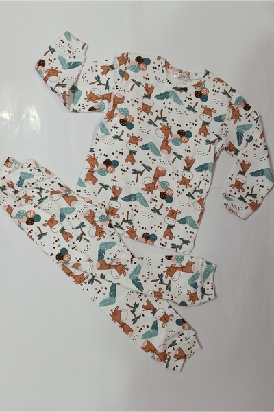 By Ceco طقم بيجامة بناتي وصبيان مطبوع - 100% قطن