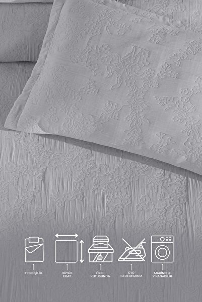 Elart Nice Yatak Örtüsü Tek Kişilik Gri