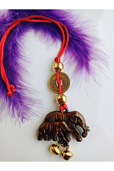 PİRAMİGO Araba Aynası Kapı Duvar Süsü Filli Zilli Çin Şans Parası