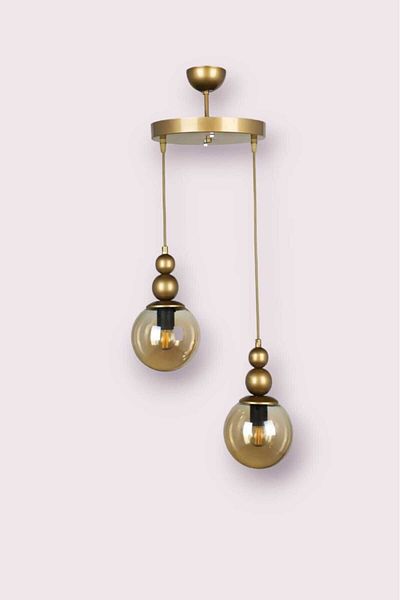 BSA LIGHTING Billur 2-Piece Modern Chandelier - Antique Painted Pendant Lamp (HONEY GLASS)