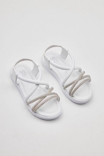 Altın Adım White Orthopedic Girl's Sandals - Stoned Sole, Ankle Elastic