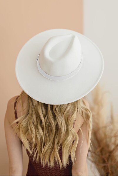 Pissos White Wide Fedora - Adjustable Engagement and Wedding Accessory