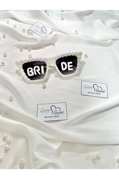 LoveStore Special Design Bridal Sunglasses - Bride Photo Shoot Accessory with Pearls and Writing