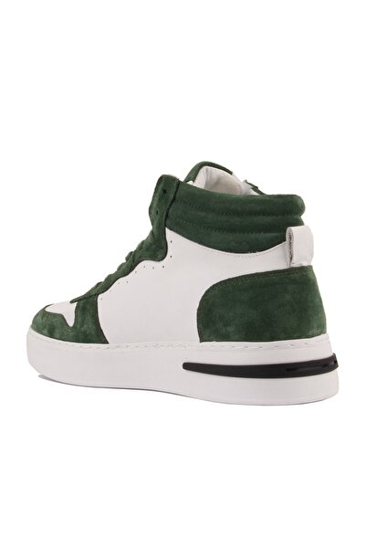 SailLakers - Λευκό δέρμα, πράσινο σουέτ με κορδόνια casual παπούτσια 102-8015-H1280