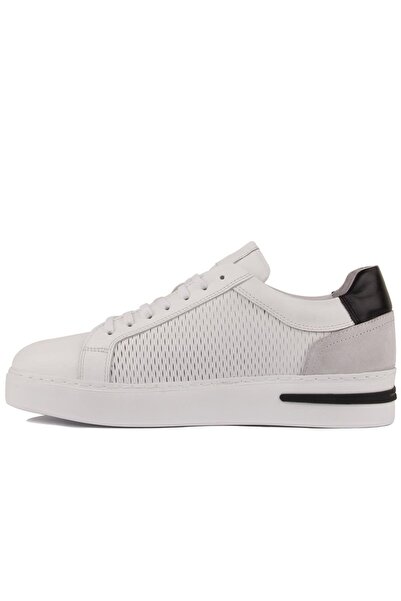 SailLakers - White Leather Lace-Up Men's Casual Shoes 101-8079H1280E