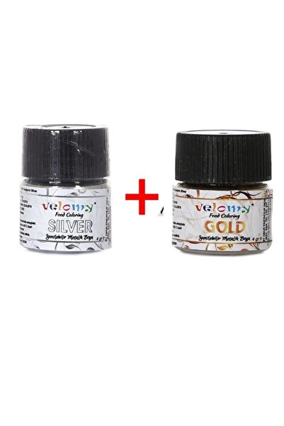 velomy Yenilebilir Içecek Simli Toz Boya Altın Ve Gümüş 4gr+4gr Toz Gıda Simi