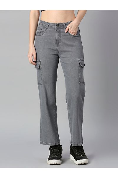 High Star By Styli Mid Wash Pocket Detail Straight Fit Jeans