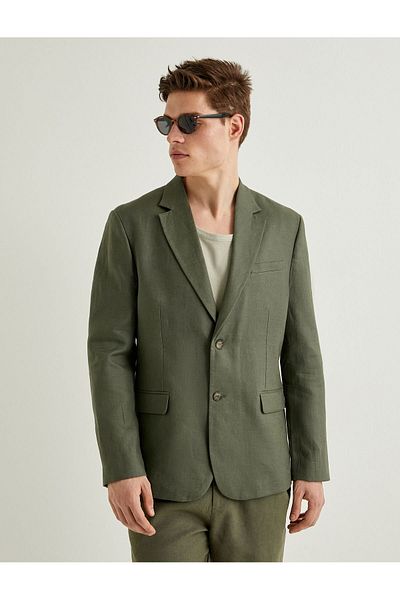 Koton Men's Slim Fit Blazer Jacket - Buttoned and Fleto Pocket Detail 4SAM50039HW