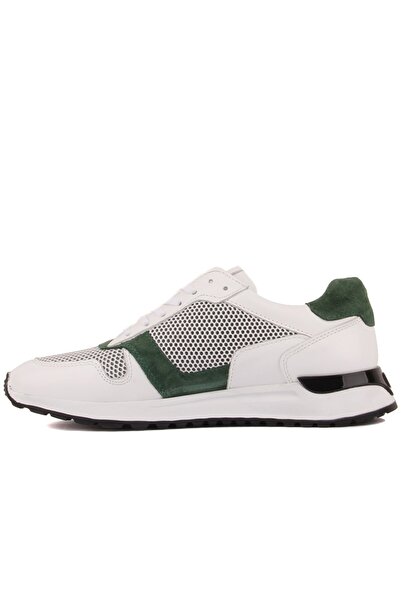 SailLakers - Λευκό δέρμα, πράσινο σουέτ με κορδόνια ανδρικά casual παπούτσια 101-7066-H1071