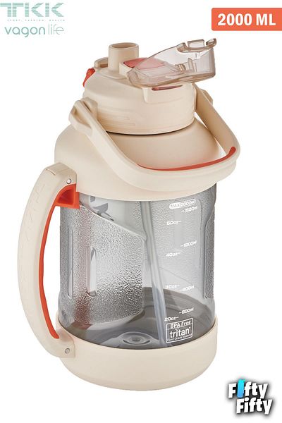 Vagonlife Tkk 2000 ml Single Lid Dual Use with Straw/Comfortable Drinking Tritan Water Flask-Fftkk1028-2000Ml