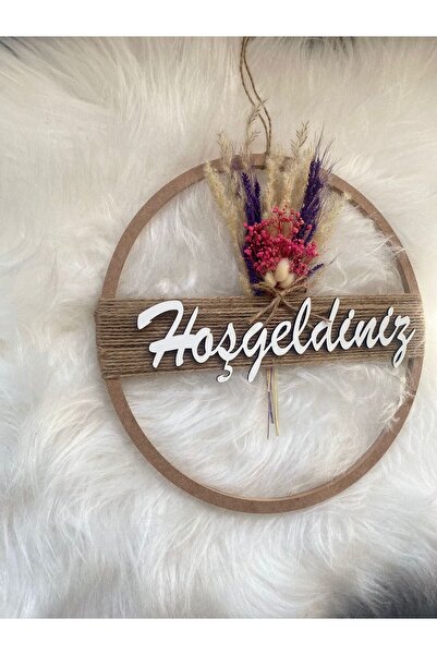 HOBİ55 Kapı Süsü Ahşap Hoşgeldiniz Karışık Desenler Kasnak 01