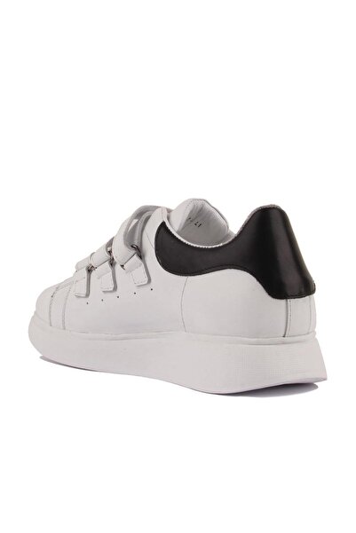 SailLakers - Λευκά δερμάτινα ανδρικά παπούτσια casual με Velcro 101-8024-H235-1