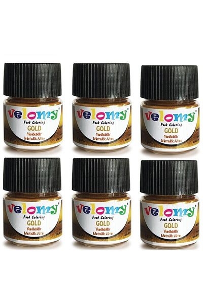 velomy 6 Pieces Edible Metallic Gold Powder Coating Gilded Gold Paint Gold Food Color 4 Gr*6 Pieces
