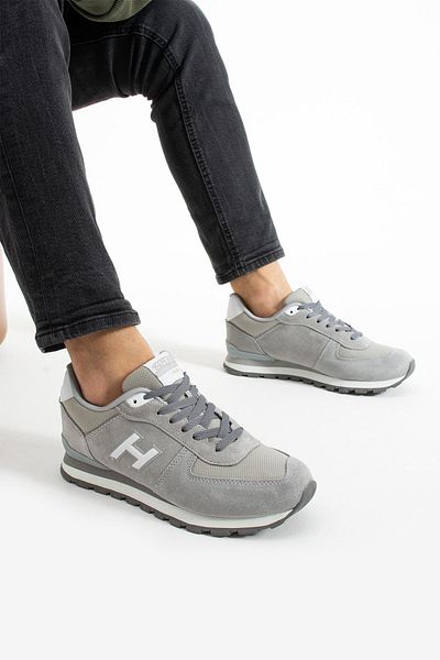 Hammer Jack Unisex Δερμάτινο Ciment Γκρι Λευκό Sneaker - Casual Sports Shoes