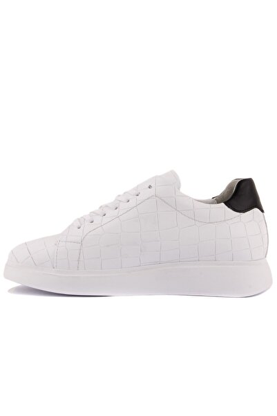 SailLakers - Λευκά δερμάτινα ανδρικά παπούτσια casual με κορδόνια 101-7049-H-1235