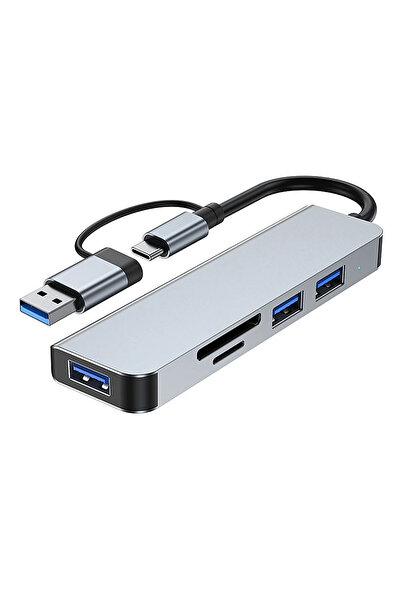 Soillium 7IN1 Type-C To USB 3.0 Sd Tf Pd Kart Okuyucu Çevirici Dönüştürücü Taşınabilir OTG Adaptör