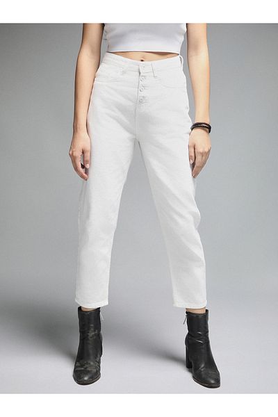 High Star By Styli High Rise Clean Look Mom Fit Cropped Jeans