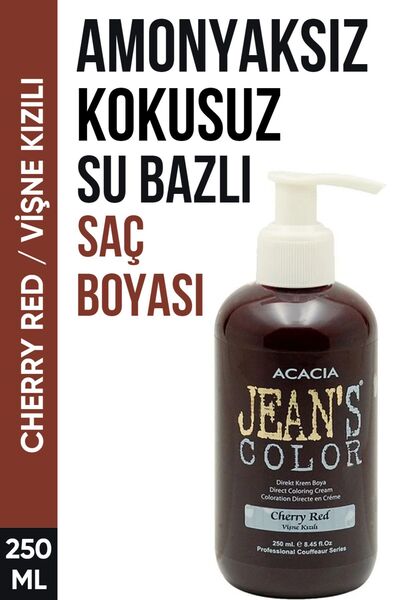 jeans color Amonyaksız Vişne Kızılı Renkli Saç Boyası 250 Ml Kokusuz Su Bazlı Cherry Red Hair Dye