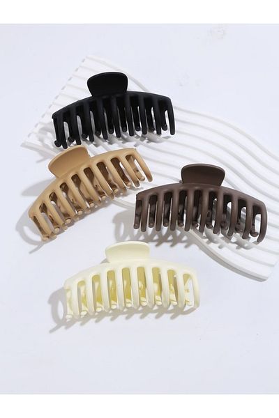 PREGIO Coffee Color Set of 4 with Latch Hair Clip - Non-Slip
