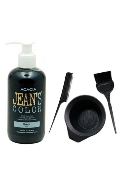 Acacia Jeans Color Saç Boyası Yeşil 250 ml Ve Fluweel Saç Boya Kabı Seti