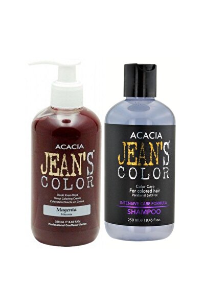 Acacia Jeans Color Boya Koruyucu Şampuan 250 Ml Ve Renkli Saç Boyası Magenta ...
