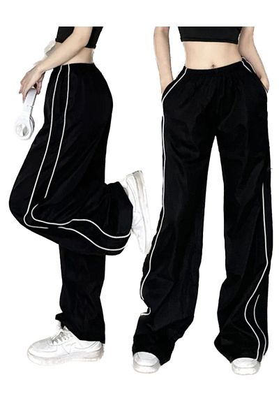 DENİKK Λεπτομέρεια με φερμουάρ Harajuku Μαύρο Oversize Φούτερ διπλής ρίγας