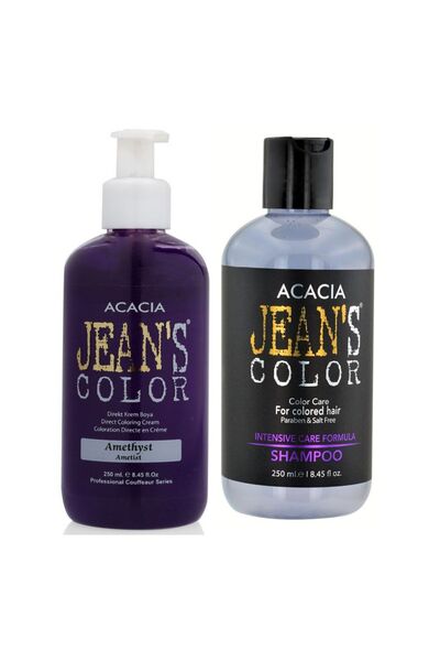 Acacia Jeans Color Boya Koruyucu Şampuan 250 Ml Ve Renkli Saç Boyası Ametist ...